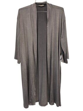 Blumin Apparel Cardigan Duster Large Open Front 3/4 Sleeve Longline Gray Cozy